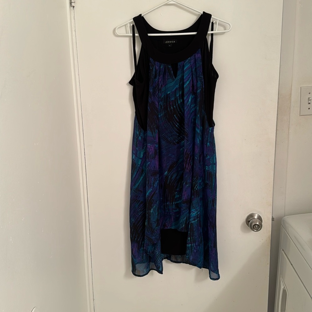 Jessica Black/Blue/Purple/Green Sleeveless Asymmetrical Dress